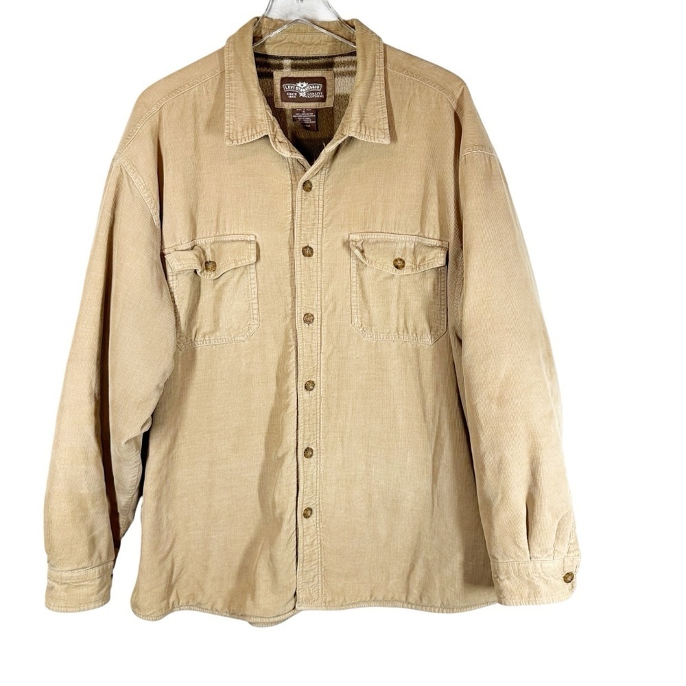 LEVI'S Men's Medium Tan Corduroy Blanket Lined Shacket Jacket Button Down